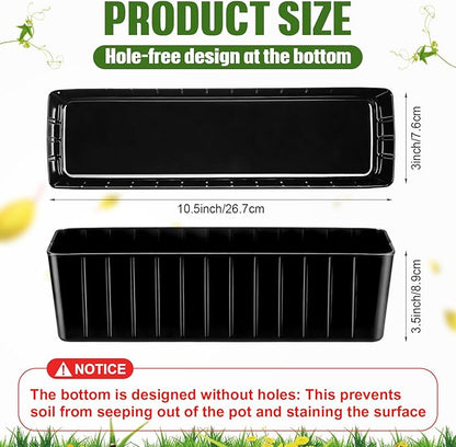 BreezeHug 36 Pcs Plastic Planter Liners Rectangular Plastic Inserts 10.5" x 3" x 3.5" for Planter Window Box Indoor Outdoor Flower Arrangement Succulent Garden Windowsill Home Decor