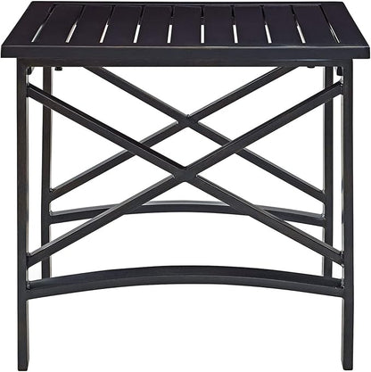 Crosley Furniture Kaplan Weather Resistant Metal Outdoor Side Table for Patio, Deck, Porch, Oiled Bronze