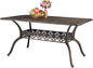 VINGLI 6-Person Outdoor Dining Table, Cast Aluminum Patio Dining Table with Umbrella Hole, Rectangle Patio Table Outdoor Furniture Garden Table (59" Lx35.4W x28.5 H)