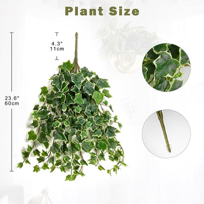Hollyone 2pcs Artificial Hanging Plants 24" Fake Ivy Vine Faux Ivy Leaves Hanging Plant Greenery for Wall House Room Patio Indoor Outdoor Home Shelf Office Wedding Decor
