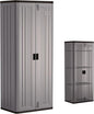 Suncast Tall Storage Cabinet, Platinum Resin Garage Storage Cabinet with Doors & Shelves, Plastic, Lockable, Freestanding Utility Closet for Tools & Supplies, Made in USA