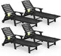 Lounge Chair Outdoor Set of 4 with Wheels, Adjustable 5-Position Chaise Lounge Outdoor, Patio Lounge Chair for Poolside Backyard, Black