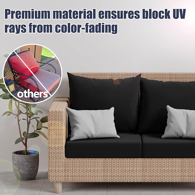 Cushion Covers, 8-Pack Black Stretch Fit Patio Seat Slipcovers
