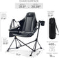 Chairs Padded Oversized Folding Rocking Swing, Black Metal, Holds 400 lbs