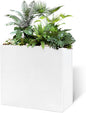 White Metal Long Planter for Outdoor Plants 24" x 10" x 24" Metal Rectangular Outdoor Planter Box Spliced Flower Box with Partitions for Outside,Indoor,Garden (White, 24 * 10 * 24)