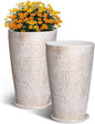 VEVOR Set of 2 Tall Outdoor Planters 21" H, Round Large Planters for Front Porch and Patio, Stone Finish Flower Tree Plant Pots