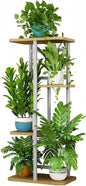 LINZINAR Plant Stand Indoor 4 Tier 5 Potted Multiple Plant Shelf Stands for Garden Corner Balcony Living Room White
