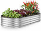 Plant & Plot Galvanized Raised Garden Beds Outdoor // 6×3×1 ft Planter Raised Beds for Gardening, Vegetables, Flowers // Large Metal Garden Box // Patented Tool-Free Design (Silver)