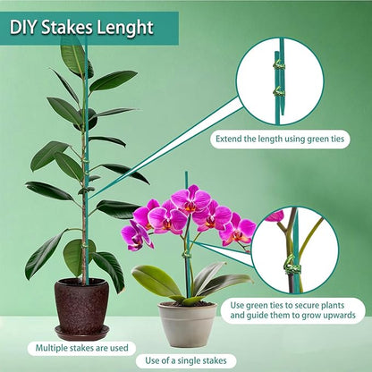 Bamboo Plant Stakes 50PCS, 18Inch Natural Bamboo Garden Stakes, Supports Indoor & Outdoor Plants, Straight Style, Green