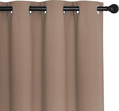 NICETOWN Blackout Curtains 72 inches Long, Grommet Privacy Window Treatment Thermal Insulated Room Darkening Sliding Glass Door Drape for Bedroom Living Room, 1 Panel, W100 x L72, Cappuccino