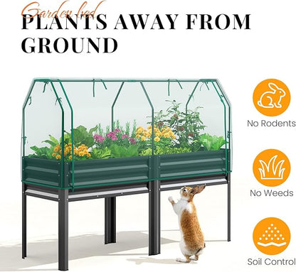 KING BIRD Large Raised Garden Bed with Netting Galvanized Elevated Planter Box with Legs 72×23×55 in for Backyard, Patio, Balcony, 700lb Capacity, Dark Grey