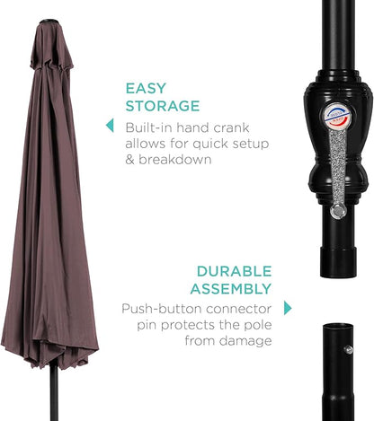 Best Choice Products 10ft Outdoor Table Compatible Steel Polyester Market Patio Umbrella w/Crank and Easy Push Button Tilt