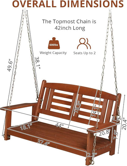 Outvita Porch Swing, Room 600lbs Capacity Fir Wood - Image 2