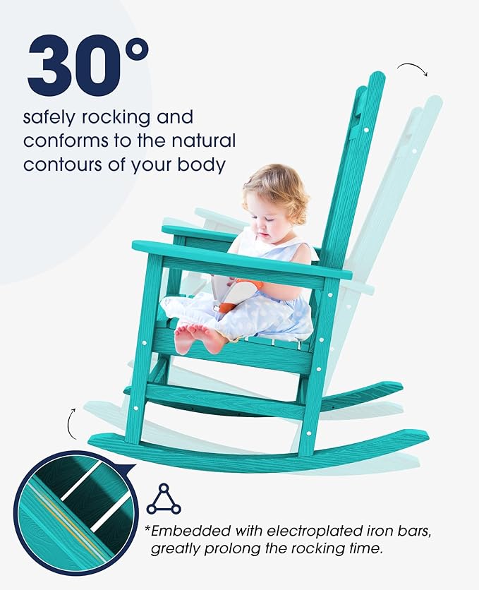 Outdoor Rocking Chairs Set of 2, Aruba, 350 lb Capacity, HDPE