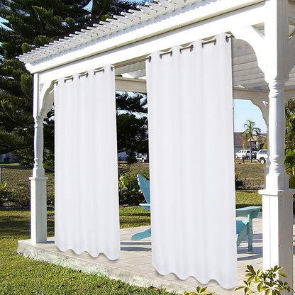 BONZER Outdoor Curtains for Patio Waterproof Thick Privacy Grommet Light Filtering Outside Curtains for Porch Pergola Gazebo Deck, 1 Panel, 84W x 84L inch, White