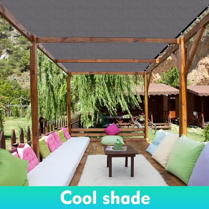 EMERIT 90% Shade Cloth Sun Shade Fabric for Patio Garden Pergola Shade Cover Canopy with Gromments (Grey, 10X14 FT)