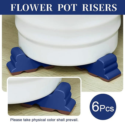Kigeli 6 Pcs Resin Garden Pot Feet for Outdoor Planters 3 Inch Long 1.5 Inch Tall Flower Handmade Elevator Plant Feet Frost Proof Lifter for 14-20 in Pot(Royal Blue)