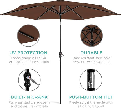 Best Choice Products 10ft Outdoor Table Compatible Steel Polyester Market Patio Umbrella w/Crank and Easy Push Button Tilt
