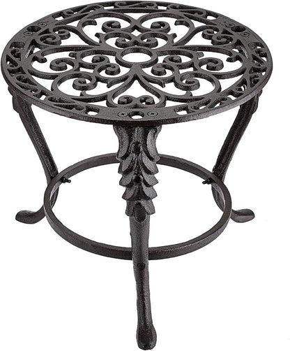 OwnMy Heavy Duty Cast Iron Plant Stand Vintage Iron Flower Pot Holder, Rustic Decorative Round Potted Plant Stand Rack, Indoor Outdoor Metal Plant Holder for Home Garden