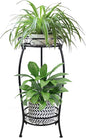 MOCORY Plant Stand Indoor Outdoor 2 Tier 27" Tall Metal Potted Holder Flower Pot Stand Heavy Duty Plant Shelf Rustproof Iron Multiple Plant Round Supports Rack for Planter Corner Garden Balcony Patio