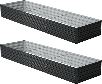 12x2x1 ft(2 Pack) Galvanized Raised Garden Bed,Outdoor Planter Box Metal Patio Kit Planting Bed for Vegetables Flowers and Succulents,Black