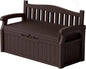 Devoko 80 Gallon Storage Bench with Cushion, Lockable Deck Box for Patio Furniture, Garden Decor and Outdoor Seating for Cushions, Garden Tools and Pool Supplies (Dark Brown, 80 Gallon with Cushion)
