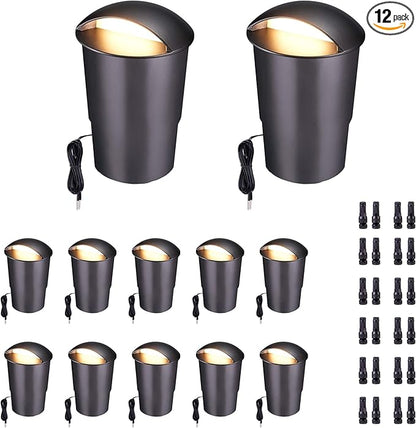 In Ground Well Lights 2700K - 12V Wired One Directional Inground Fixture, 5 Colors Ground Landscape Lighting, LED ORB Aluminum for Patio Sideway Pathway 3W 170LM 12 Pack