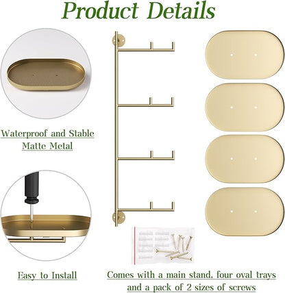 Window Rotating Plant Stand Shelf Indoor Gold Metal Floating Shelves 4-Tier Wall Mount Plant hanger Holders for Wall Planter Modern Home Decor window sill gifts