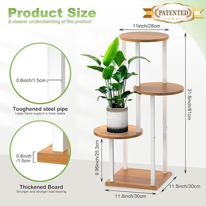 Plant Stand Indoor, 4 Tier Thickened Metal Corner Plant Shelf for Multiple Plants, Indoor Plants Tiered Flower Pot Stand for Patio Garden Balcony Living Room Bedroom (White)
