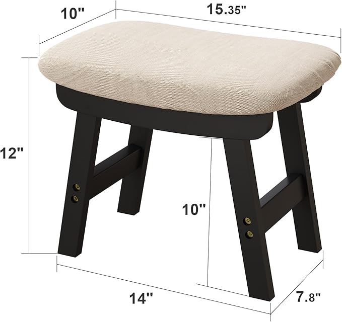 Foot Stool, Foot Stool Small, Ottoman Wood Foot Rest for Living Room, Bedroom, and Kitchen