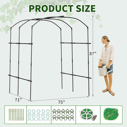 DoCred Tall Garden Arch Trellis for Climbing Plants, 87in Tall Metal Plant Support Trellis Archway for Climbing Vine Vegetable/Fruit/Flower Outdoor Yard Lawn Garden Arch Tunnel Trellis