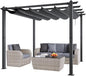 VEVOR 10'x10' Outdoor Retractable Pergola with Canopy, Aluminum Pergola with Retractable Canopy, Modern Style, Sun Shade for Patios, Gardens, Decks, Backyards (Gray)
