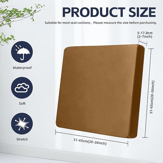 Stretch-Fit Outdoor Cushion Covers in Camel, Set of 8