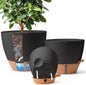 T4U 3 Pack Self Watering Pots (8"+10"+12") - Water Level Indicator & Deep Reservoir, Mess-Free Planters for Busy People, Beginners & Gardeners, Fits Pothos to Monstera, Indoor Outdoor Use (Black)