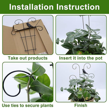 Coomin 14.5 Bird Indoor Plant Trellis for Potted Plants, Small Metal House Plant Trellis for Climbing Plants, Climber Plant Support for Hoya Pothos Ivy, 2p