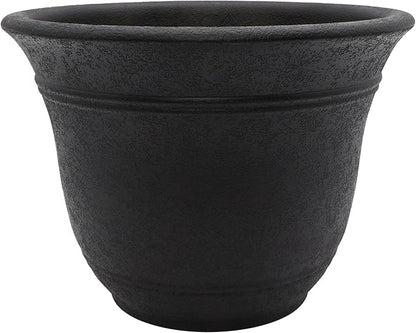 The HC Companies Sierra Round Self-Watering Pot - Lightweight Plastic Planter for Herbs & More - Durable Plant Pots for Indoor Plants & Outdoor Plants (16” Black Onyx, Pack of 1)