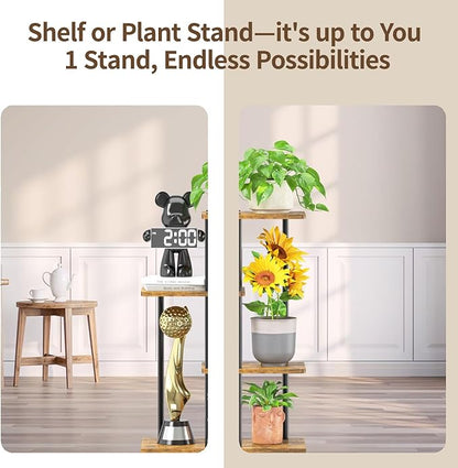 LASZOLA Black 3 Tiered Wood Plant Stand Indoor for Larger Heavy Duty Planter, Sturdy Multi Level Vertical Flowers Racks for Narrow Inside Floor, Decorate Shelving for Hold House Tree, Space Saving