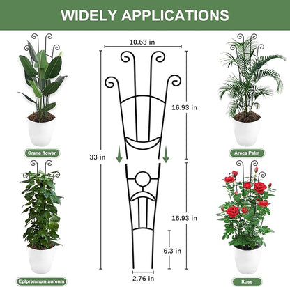 32.6in Monstera Plant Support Stakes for Indoor Plants, Metal Garden Plant Trellis for Climbing Plants, Pothos Vine Snake Climber Support，4p
