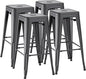 Furmax 30 Inch Metal Bar Stools Set of 4, Counter Height Backless Stools, Industrial Bar Chairs Patio Stool Stackable Backless Stool for Kitchen/Dining Room/Bistro/Patio Indoor Outdoor (Gray)