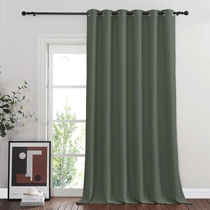 NICETOWN Blackout Curtains & Drapes - Privacy Thermal Efficiency Backdrop Curtains for Bedroom Room Divider Living Room Patio Sliding Glass Door, Wide 80 x Long 144 inch, Dark Mallard, 1 Panel