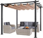 VEVOR 10'x10' Outdoor Retractable Pergola with Canopy, Aluminum Pergola with Retractable Canopy, Modern Style, Sun Shade for Patios, Gardens, Decks, Backyards (Beige)