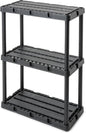 Gracious Living 3 Shelf Knect-A-Shelf Solid Light Duty Storage Unit 12 x 24 x 33" Organizer for Home, Garage, Basement & Laundry, Black
