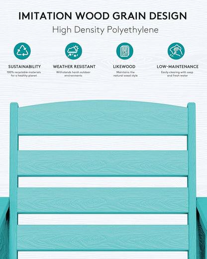 SERWALL Balcony Adirondack Chairs and Table 3 Pieces Set, Adirondack Bar Height Chairs Set of 2 and Bar Table, Outdoor Bar Stools Set for Bistro, Poolside, Backyard, Aruba
