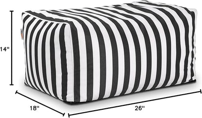 Jaxx Leon Outdoor Bean Bag Ottoman, Black & White Stripes