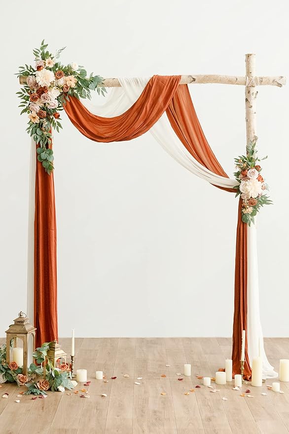 Artificial Flowers Wedding Arch Swag Kit, Terracotta Orange, 4-Piece