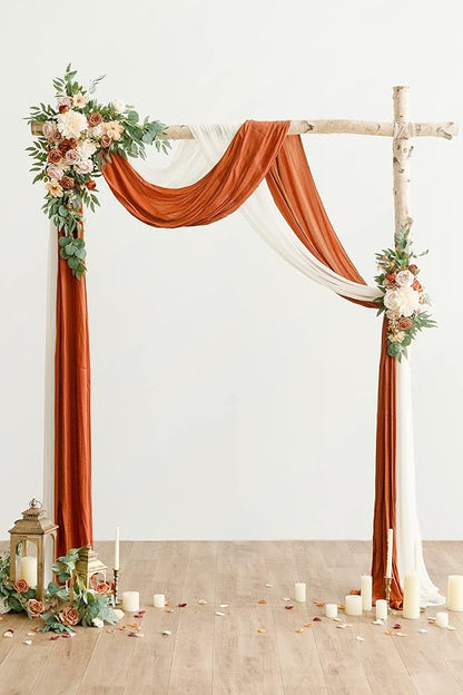 Artificial Flowers Wedding Arch Swag Kit, Terracotta Orange, 4-Piece