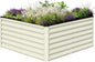 SnugNiture Galvanized Raised Garden Bed 4x4x2FT Outdoor Large Metal Planter Box Steel Kit for Planting Vegetables, Flowers, Beige White