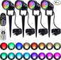 SUNVIE Spot Lights Outdoor 12W RGBW Color Changing Landscape Lights with Remote Control 120V RGB Landscape Lighting Waterproof Outdoor Spotlights for Yard Garden Patio Lawn Decorative, 4 Pack