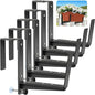 Window Box Brackets, Adjustable Planter Box Brackets, Heavy Duty Iron Flower Box Brackets for Railings, with Enhanced Bottom Support - Perfect for Balconies, Fences, and Gardens (Black, 6 Pack)