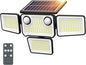 4500LM Solar Lights Outdoor Waterproof, 254 LED Solar Flood Lights Outdoor with 2 Motion Sensor, 4 Heads Security Light with Remote Control for Yard Outside House Garage 1 Pack